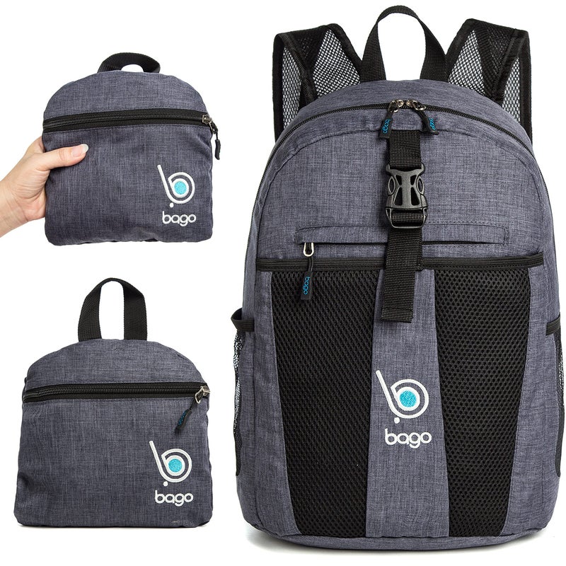 Bago Lightweight Backpack for Hiking Backpack for Women and Men - 25L Travel Day Pack - Foldable Hiking Daypack Ultralight for Camping Outdoor Sports - Packable Backpack for Travel (SnowBlack) - Image 2